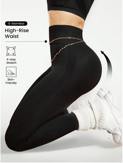 Legging taille haute noir femme, fitness 974 Réunion, tissu extensible, look moderne