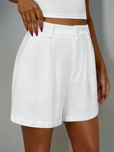 Short blanc élégant femme été, taille haute, tendance 974 Réunion