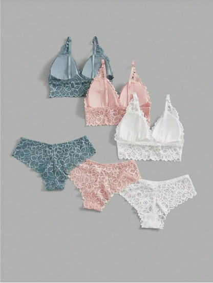 Ensemble lingerie dentelle pastel femme, soutien-gorge et culotte, 974 Réunion
